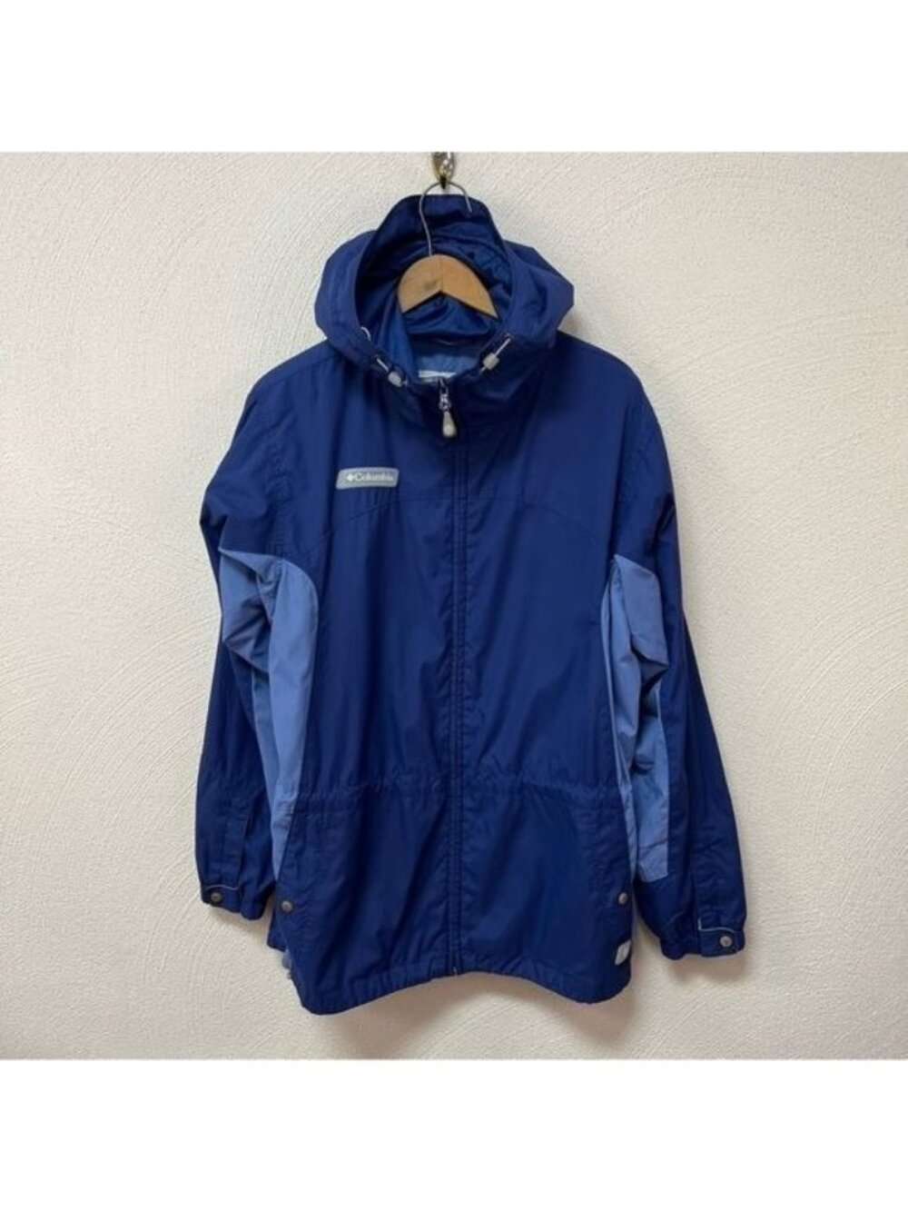 Vintage Columbia Women’s Full Zip Hooded Rain Jacket In Blue Sz Med
